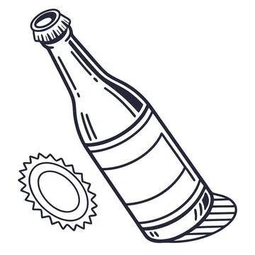 Minimalist Beverage Bottle Outline Vector Graphic Stock Illustration