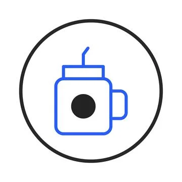 Minimalist beverage container icon within a circular frame emphasizing simp.. Stock Illustration