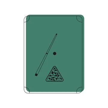 Minimalist billiard table vector illustration with cue, balls and triangle. Stock Illustration