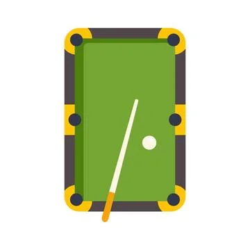 Minimalist billiards table with cue stick and white ball Stock Illustration