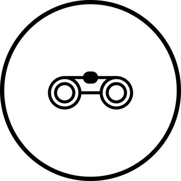 Minimalist binoculars icon design inside circular frame for visual exploratio Stock Illustration