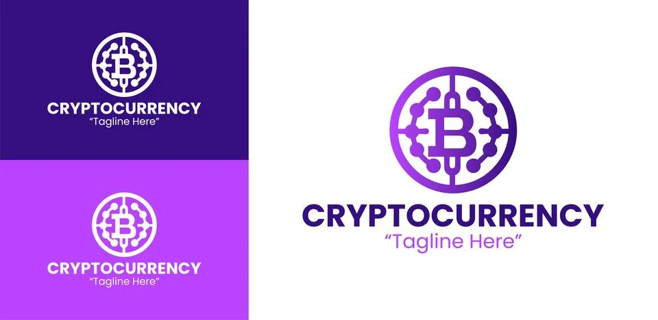 Minimalist Bitcoin Branding Logo Stock Illustration