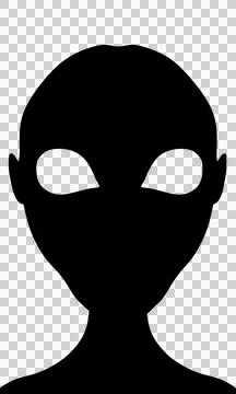 Minimalist Black Alien Head Icon - High Contrast Graphic Render 库存插图