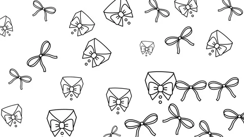 Minimalist Black and White Bow Tie and Ribbon Pattern on White Background Stock Footage 345539152