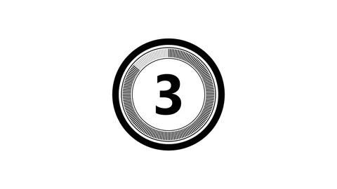 Minimalist Black And White Circular With Bold Number Three Symbol circular .. Stock Footage 341008268