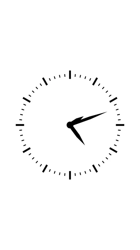 Minimalist black and white clock face with moving hour and minute hands on .. 動画素材 331811640