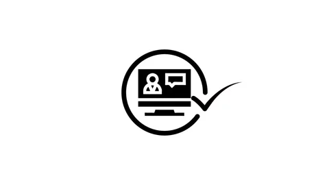 Minimalist black and white computer screen icon animation showing digital c.. Stock Footage 346497823