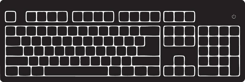 Minimalist Black and White Computer Keyboard Outline Illustration イラスト素材