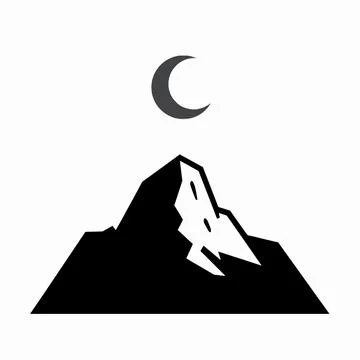 Minimalist Black and White Flat Vector Illustration of a Single Mountain Pe.. Illustrazione stock