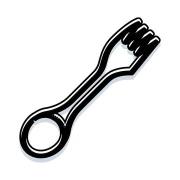 Minimalist black and white fork doodle illustration Stock Illustration
