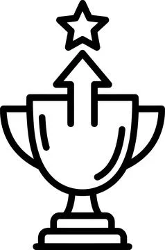 A minimalist black and white line art illustration representing a champions.. Stock Illustration