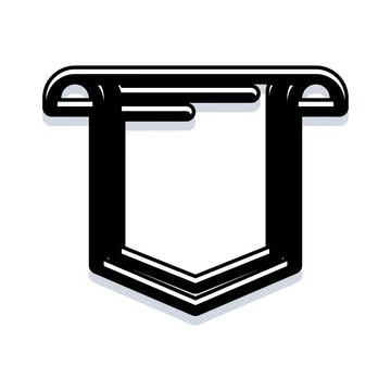 Minimalist black and white shield emblem banner frame Stock Illustration