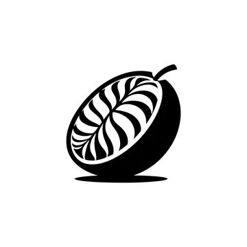 Minimalist Black and White Split Seed Pod Logo with Spiral Design 스톡 일러스트
