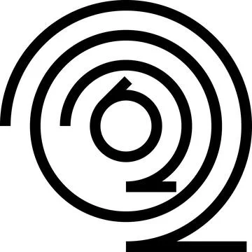 A minimalist black and white vector illustration of an abstract spiral desi.. Stock Illustration