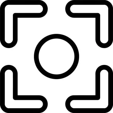 A minimalist black and white vector line art icon depicting a camera focus .. Stock Illustration