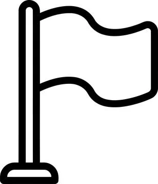 Minimalist Black and White Vector Line Art Illustration of a Waving Flag on.. Stock Illustration