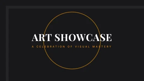 Minimalist black background with elegant gold 'ART SHOWCASE' text display Stock Footage 337576460