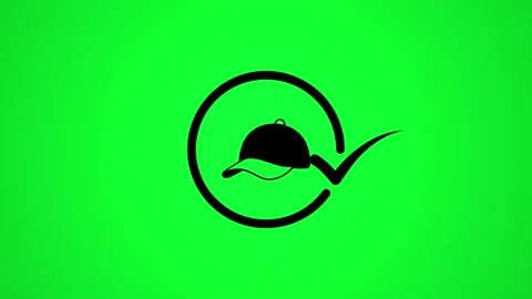 Minimalist black baseball cap animation with check mark logo appearing on g.. Stock Footage 346497924