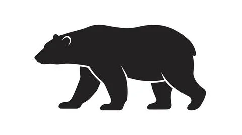 Minimalist Black Bear Silhouette Vector Illustration Stock Illustration