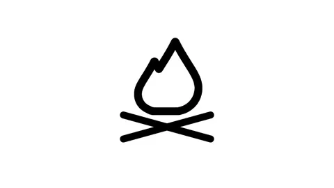 Minimalist Black Campfire Flame Icon on White Stock Footage 335592126