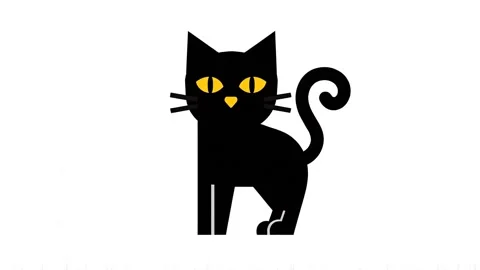 Minimalist black cat blinking 2D animation for pet care or Halloween social.. 스톡 동영상 342094753