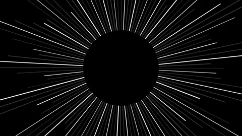 Minimalist black circle surrounded by radiating white lines on dark backgroun Vidéo 336263231