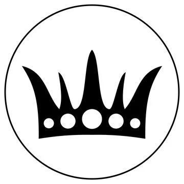 Minimalist black crown icon within a circular frame Stock Illustration