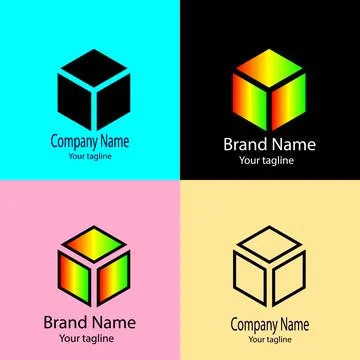 Minimalist Black Cube Logo Stock Illustration