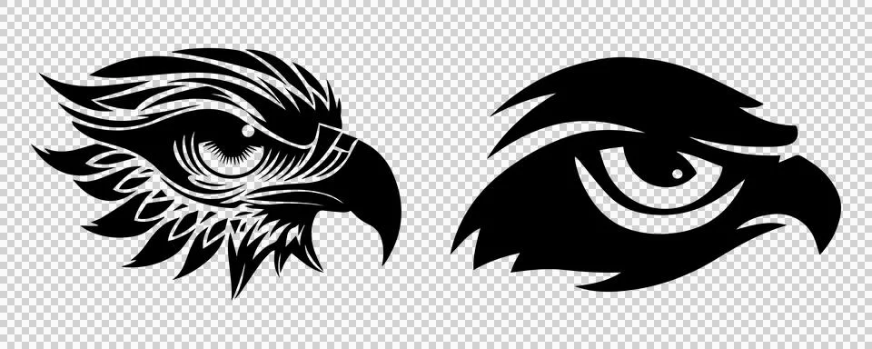 Minimalist black eagle silhouette with sharp lines. Stock Illustration