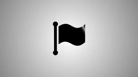 Minimalist black flag icon animation with motion graphics style over gray b.. Stock Footage 346491122