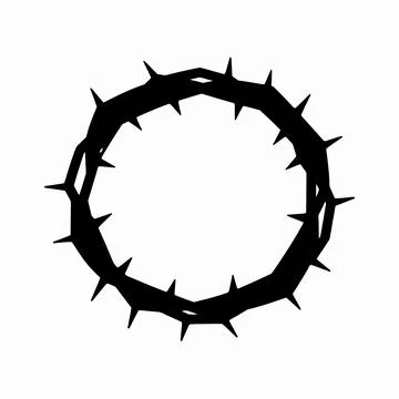 Minimalist Black Flat Vector Illustration of a Single Circular Crown of Tho.. Illustrazione stock