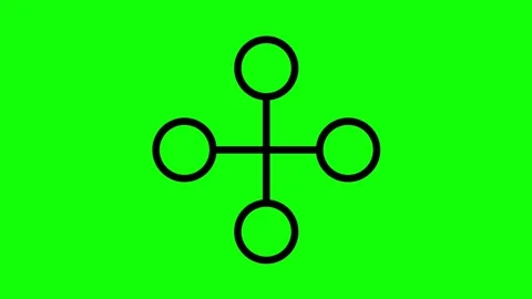 Minimalist black geometric molecule rotating and pulsing on green screen backgro Stock Footage 330397525