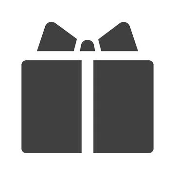 A minimalist black gift box icon evoking feelings of anticipation and joy. Th Stock Illustration