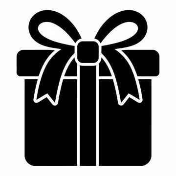 Minimalist Black Gift Box Icon with Ribbon Bow for Special Holiday Celebratio Ilustração Stock