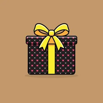 A minimalist black gift box with pink and grey hearts pattern featuring wit.. Stockillustratie