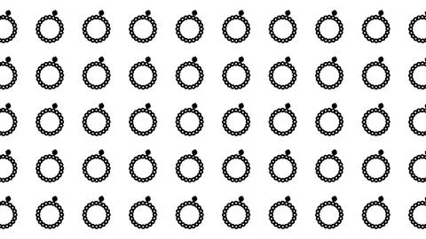 Minimalist black jewelry ring pattern with diamond icons on white background Stock Illustration