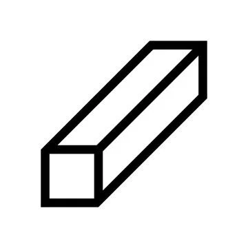Minimalist black line art rectangular prism isolated on transparent background. Stock Illustration