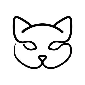 Minimalist black line of a cat face, simple continuous contour isolated on .. Stock Illustration