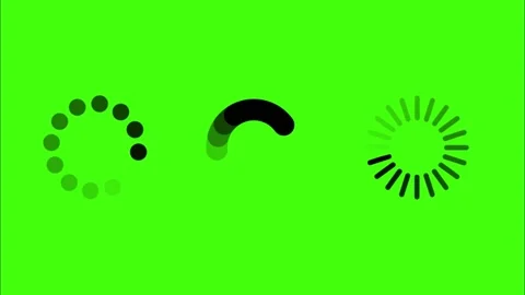 Minimalist Black Loading Spinners and Buffering Icons Pack on Green Screen Vídeos de archivo 334990848