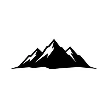 Minimalist black mountain range silhouette graphic design symbol for outdoo.. Stock Illustration
