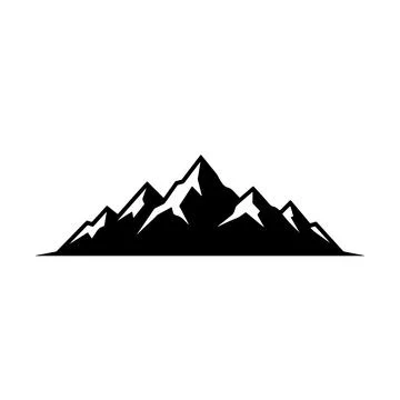 Minimalist black mountain range silhouette graphic design element on isolat.. Stock Illustration