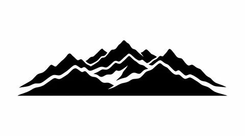 Minimalist Black Mountain Range Silhouette Stock Illustration