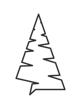 Minimalist black outline of a stylized pine tree. This clean, geometric vecto Stock Illustration