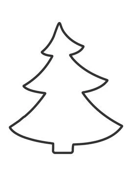 Minimalist black outline vector of a festive Christmas tree. This simple line Stock Illustration