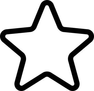 Minimalist Black Outline Vector Icon of a Five Pointed Star Shape Isolated .. Stock Illustration