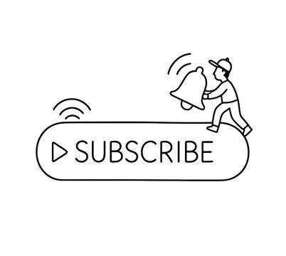 Minimalist black outline vector of subscribe button pill badge with play triangl Stock Illustration