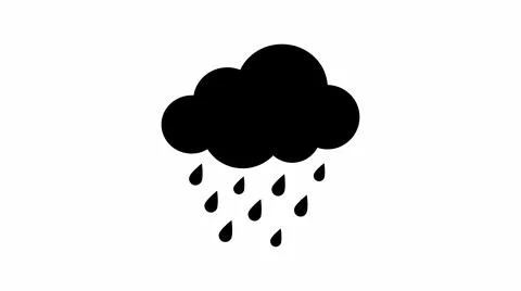 Minimalist Black Rain Cloud Icon Stock Illustration