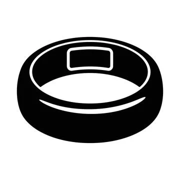 Minimalist black ring design with rectangular cutout isolated on transparen.. Stock Illustration