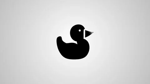 Minimalist black rubber duck icon animation with glossy light reflection on.. Stock Footage 346496491