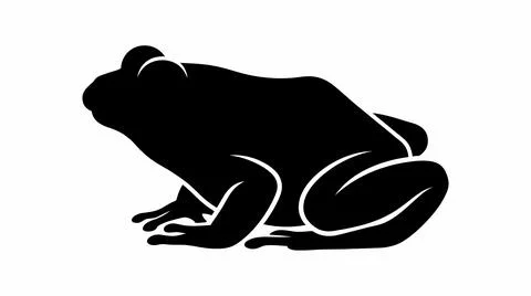 Minimalist Black Silhouette of a Frog Illustrazione stock